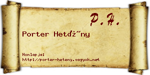 Porter Hetény névjegykártya